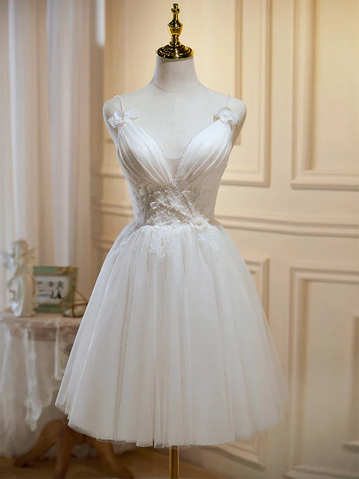 Luolandi Spaghetti Straps A-Line Homecoming Dress Short Party Dress Beautiful Graduation Dress